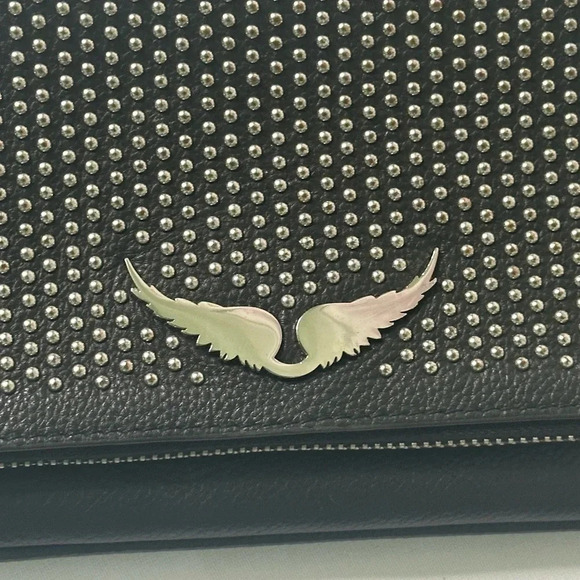 Zadig & Voltaire Rock Plumetis Noir Studded Bag - Picture 6 of 11